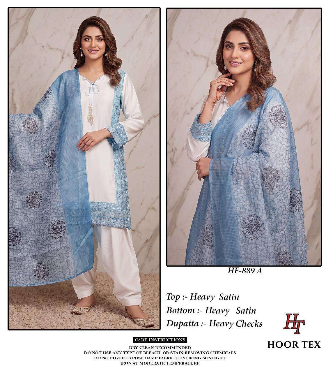 HOOR TEX HF 889 SATIN FANCY EMBROIDERY WORK READY MADE PAKISTANI SUIT