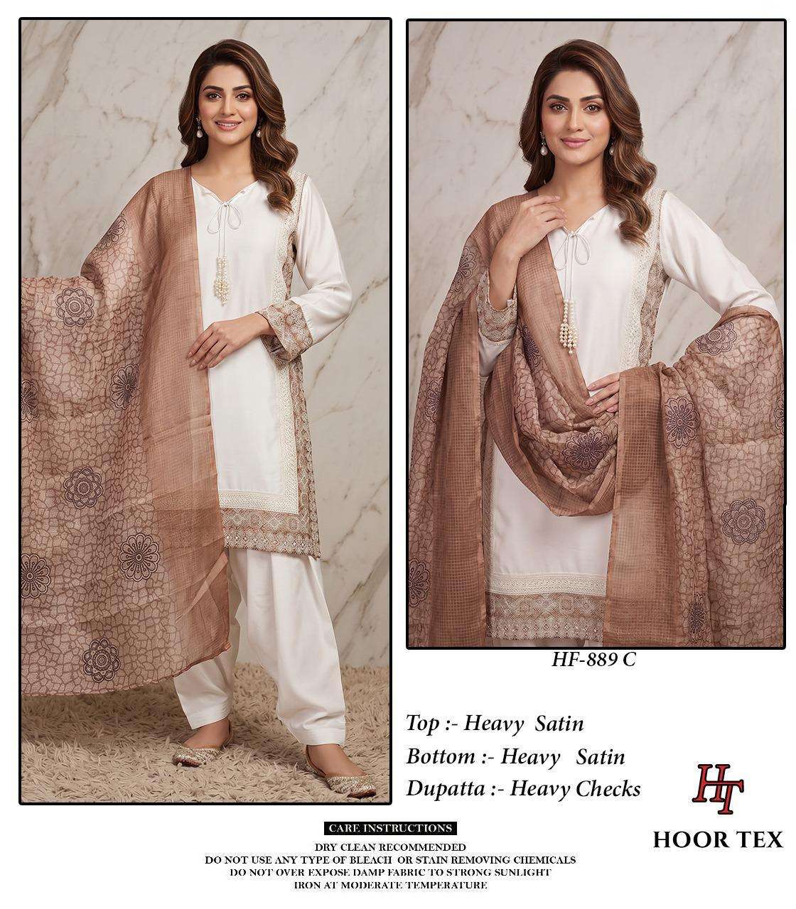 HOOR TEX HF 889 SATIN FANCY EMBROIDERY WORK READY MADE PAKISTANI SUIT