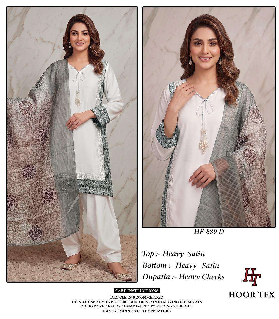 HOOR TEX HF 889 SATIN FANCY EMBROIDERY WORK READY MADE PAKISTANI SUIT
