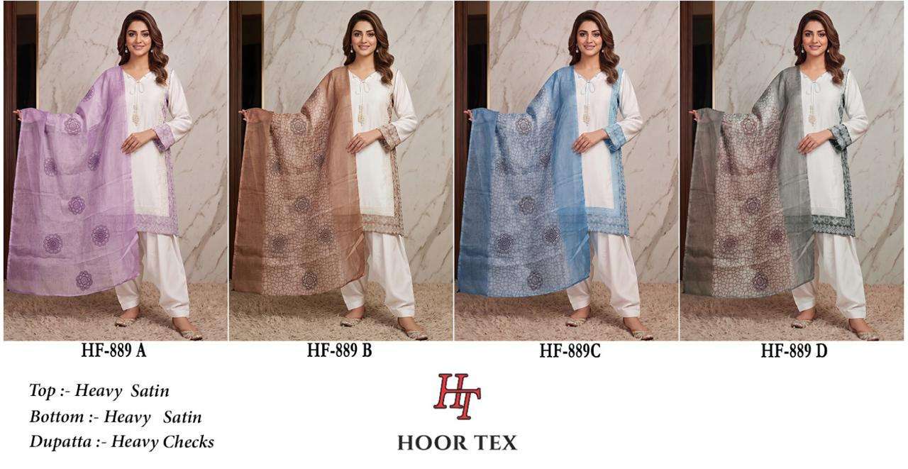 HOOR TEX HF 889 SATIN FANCY EMBROIDERY WORK READY MADE PAKISTANI SUIT