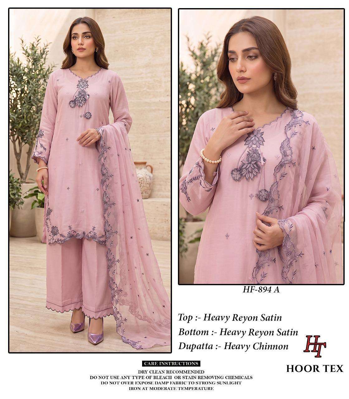HOOR TEX HF 894 RAYON FABRIC FANCY DESIGNER WORK READY MADE PAKISTANI SUIT