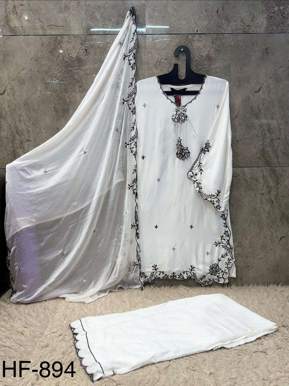 HOOR TEX HF 894 RAYON FABRIC FANCY DESIGNER WORK READY MADE PAKISTANI SUIT