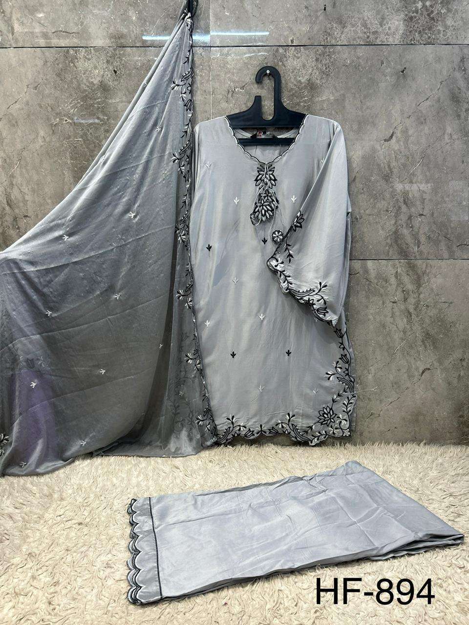 HOOR TEX HF 894 RAYON FABRIC FANCY DESIGNER WORK READY MADE PAKISTANI SUIT