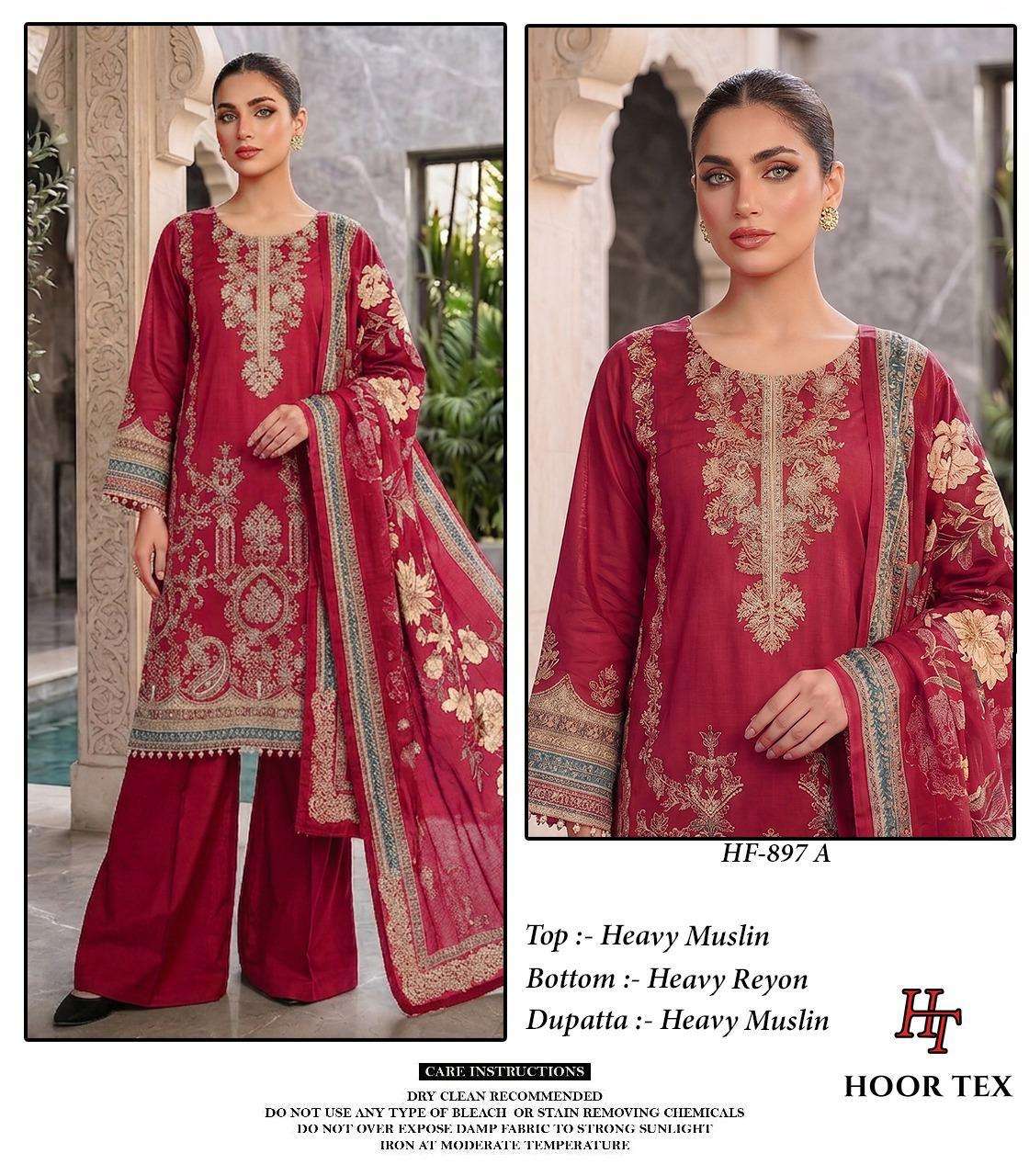 HOOR TEX HF 897 MUSLIN DESIGNER WORK READY MADE PAKISTANI SUIT