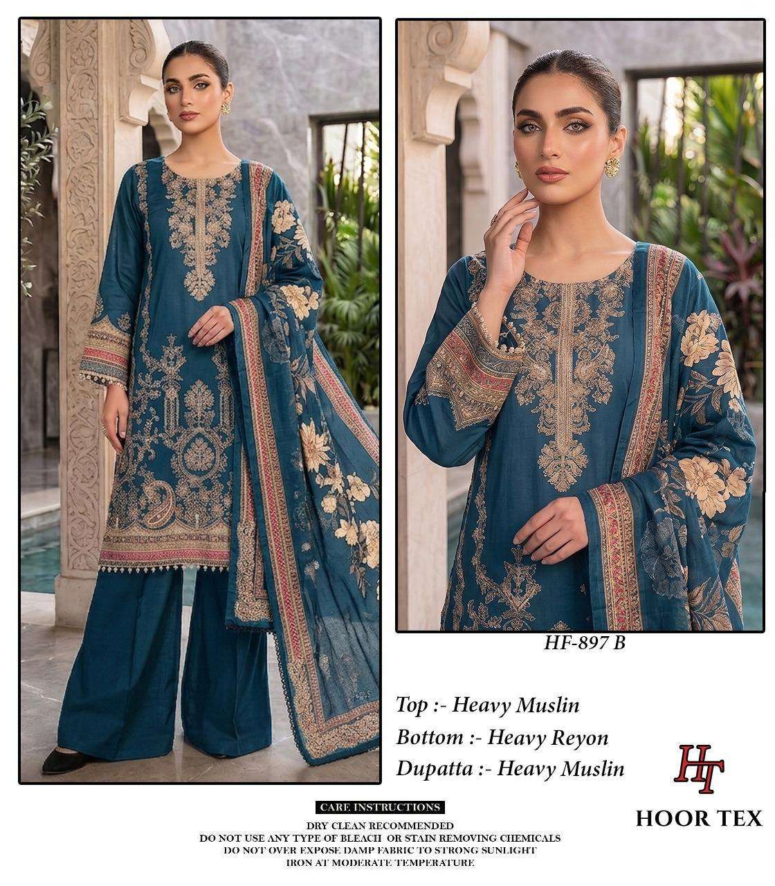 HOOR TEX HF 897 MUSLIN DESIGNER WORK READY MADE PAKISTANI SUIT