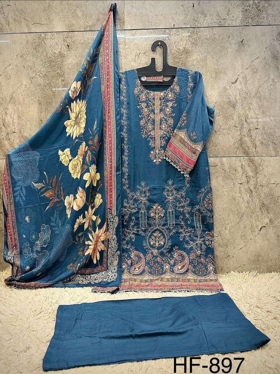 HOOR TEX HF 897 MUSLIN DESIGNER WORK READY MADE PAKISTANI SUIT