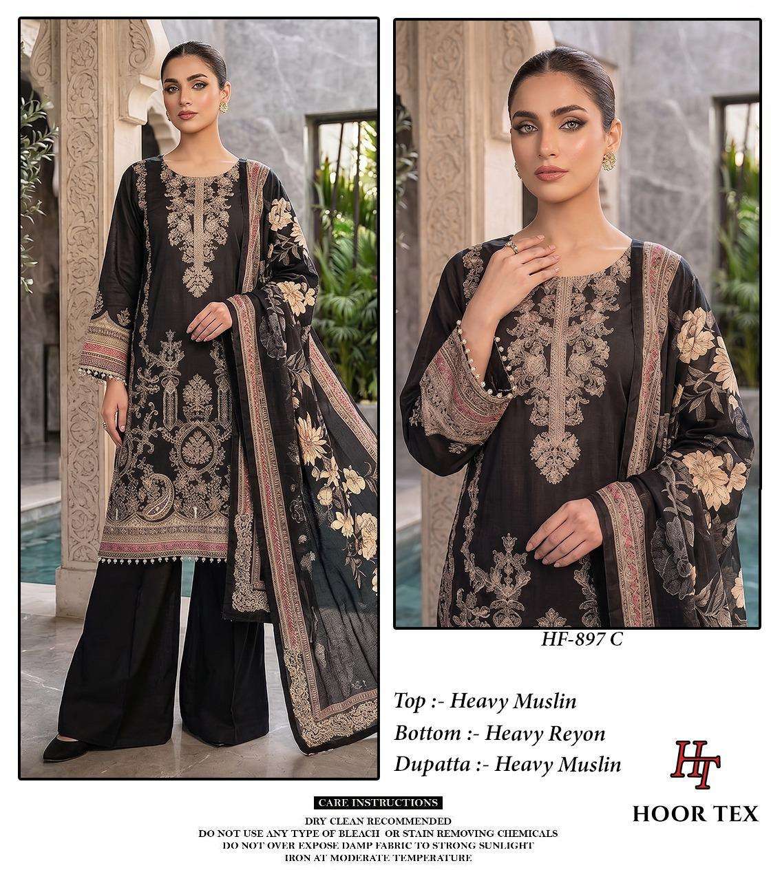 HOOR TEX HF 897 MUSLIN DESIGNER WORK READY MADE PAKISTANI SUIT