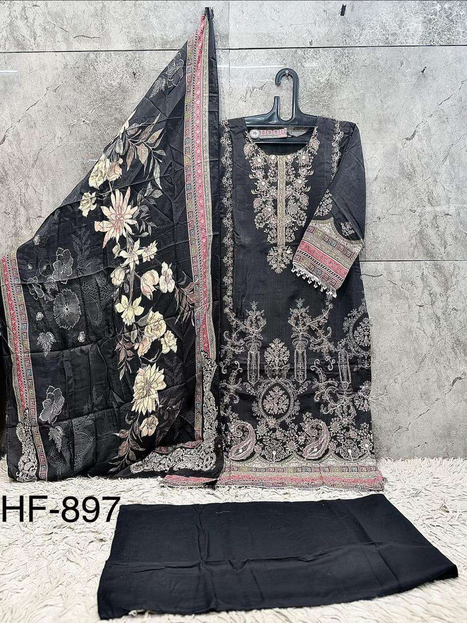 HOOR TEX HF 897 MUSLIN DESIGNER WORK READY MADE PAKISTANI SUIT