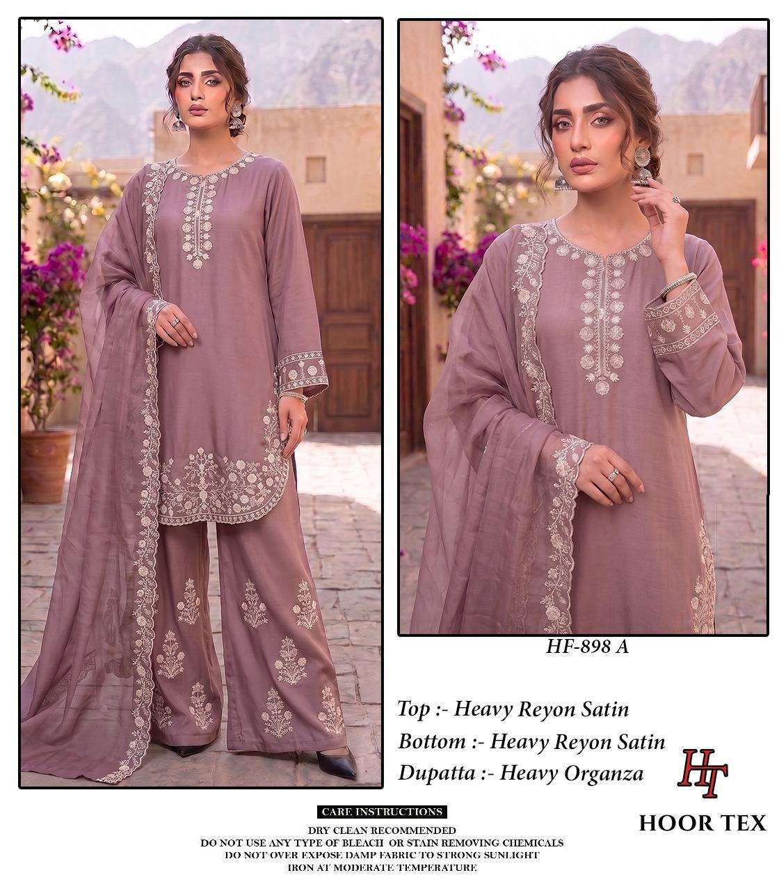 HOOR TEX HF 898 RAYON WITH DESIGNER WORK READY MADE PAKISTANI STYLE SUIT