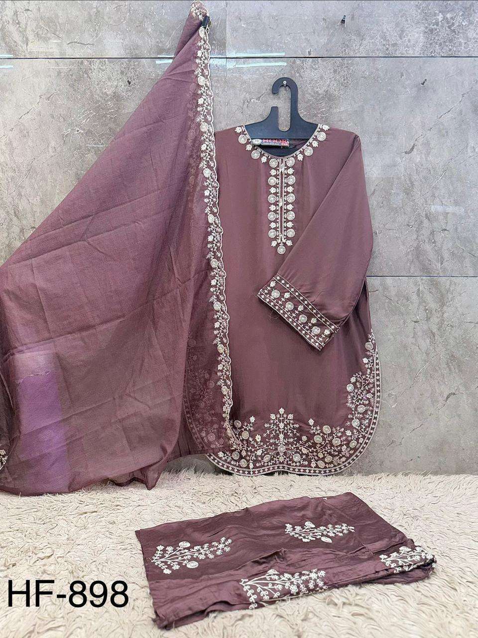HOOR TEX HF 898 RAYON WITH DESIGNER WORK READY MADE PAKISTANI STYLE SUIT