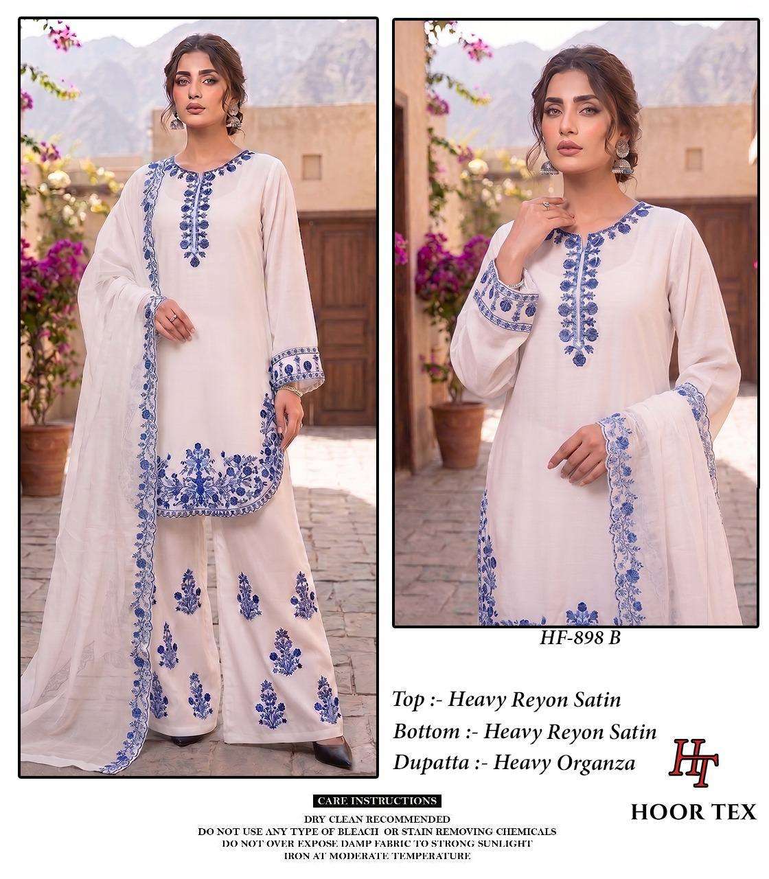 HOOR TEX HF 898 RAYON WITH DESIGNER WORK READY MADE PAKISTANI STYLE SUIT