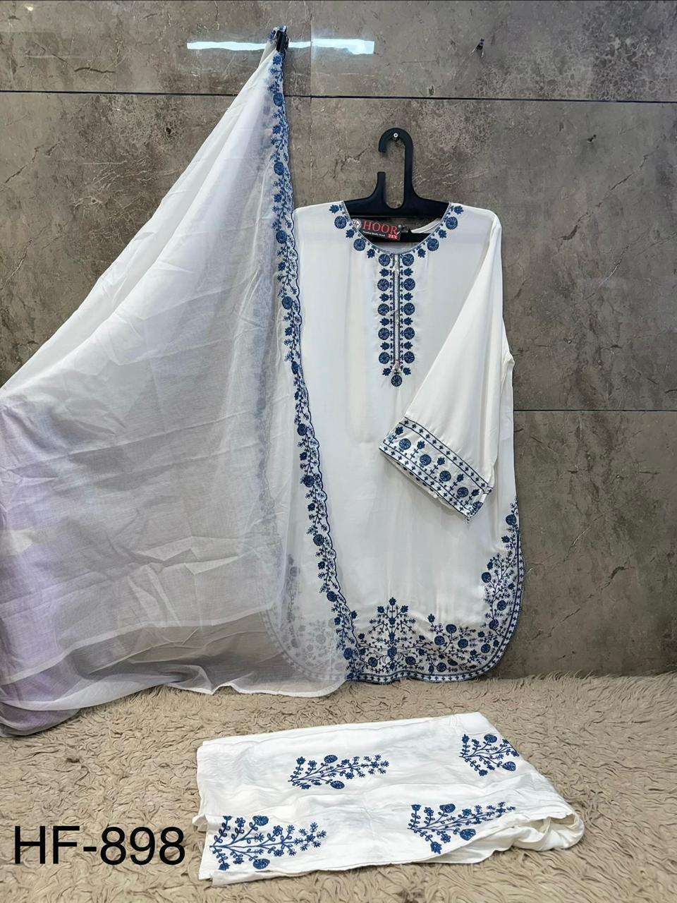 HOOR TEX HF 898 RAYON WITH DESIGNER WORK READY MADE PAKISTANI STYLE SUIT