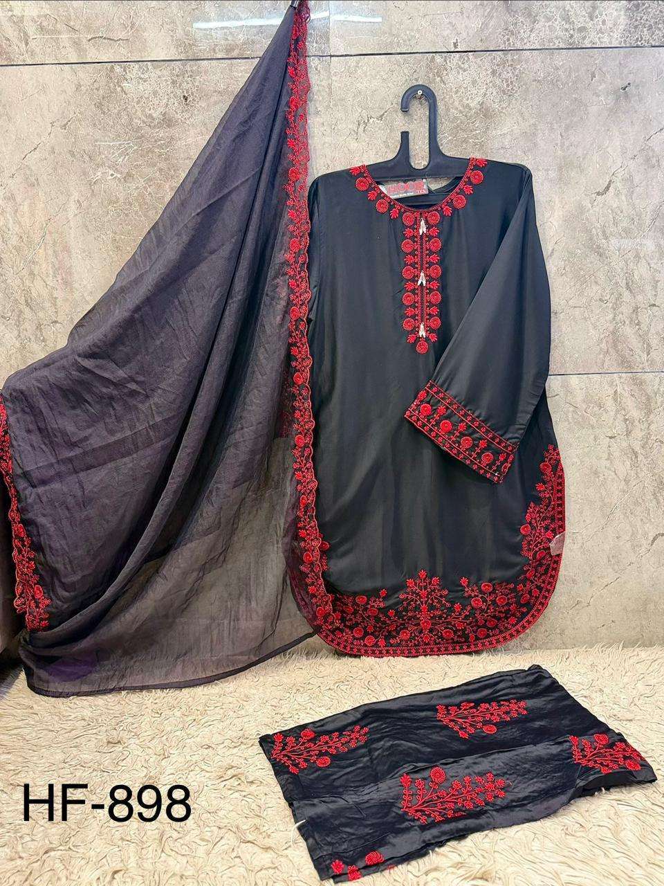 HOOR TEX HF 898 RAYON WITH DESIGNER WORK READY MADE PAKISTANI STYLE SUIT