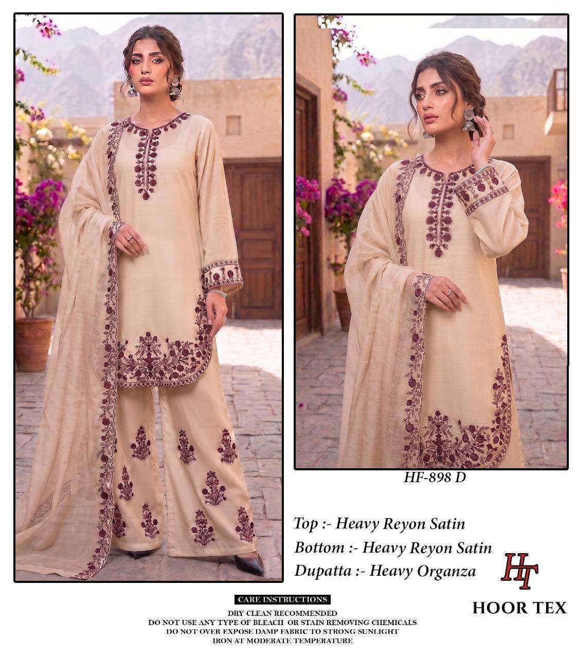 HOOR TEX HF 898 RAYON WITH DESIGNER WORK READY MADE PAKISTANI STYLE SUIT