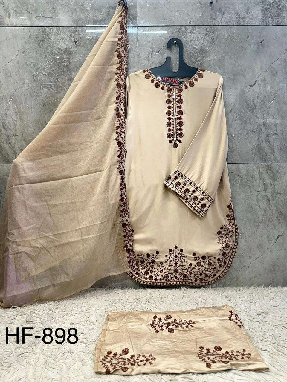 HOOR TEX HF 898 RAYON WITH DESIGNER WORK READY MADE PAKISTANI STYLE SUIT