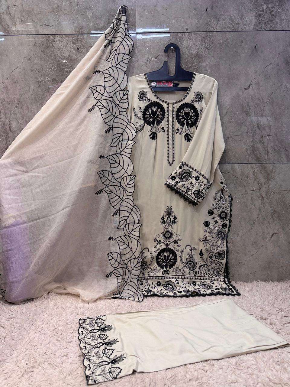 HOOR TEX HF 950 RAYON BEAUTIFUL DESIGNER WORK READY MADE PAKISTANI SUIT