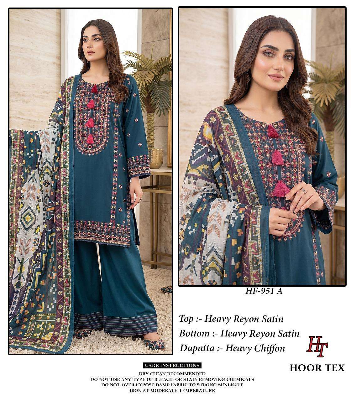 HOOR TEX HF 951 SATIN DESIGNER WORK READY MADE PAKISTANI SUIT