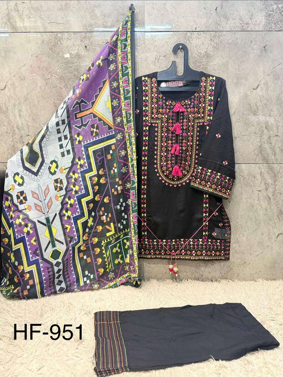 HOOR TEX HF 951 SATIN DESIGNER WORK READY MADE PAKISTANI SUIT