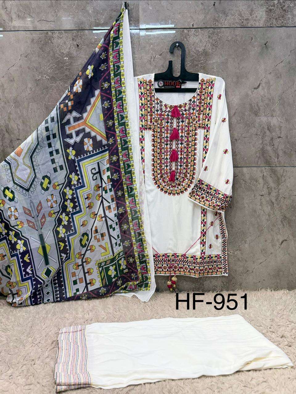 HOOR TEX HF 951 SATIN DESIGNER WORK READY MADE PAKISTANI SUIT