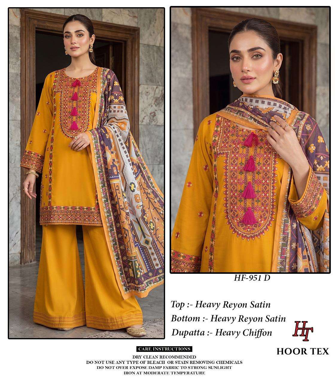 HOOR TEX HF 951 SATIN DESIGNER WORK READY MADE PAKISTANI SUIT