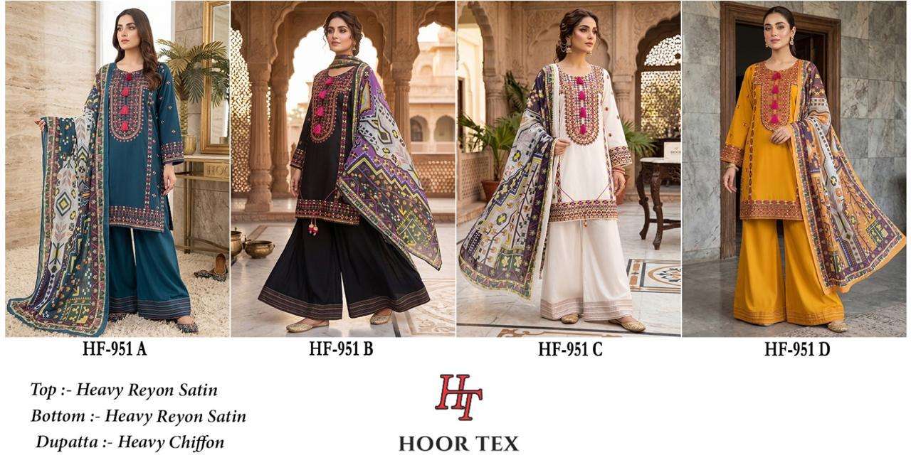 HOOR TEX HF 951 SATIN DESIGNER WORK READY MADE PAKISTANI SUIT