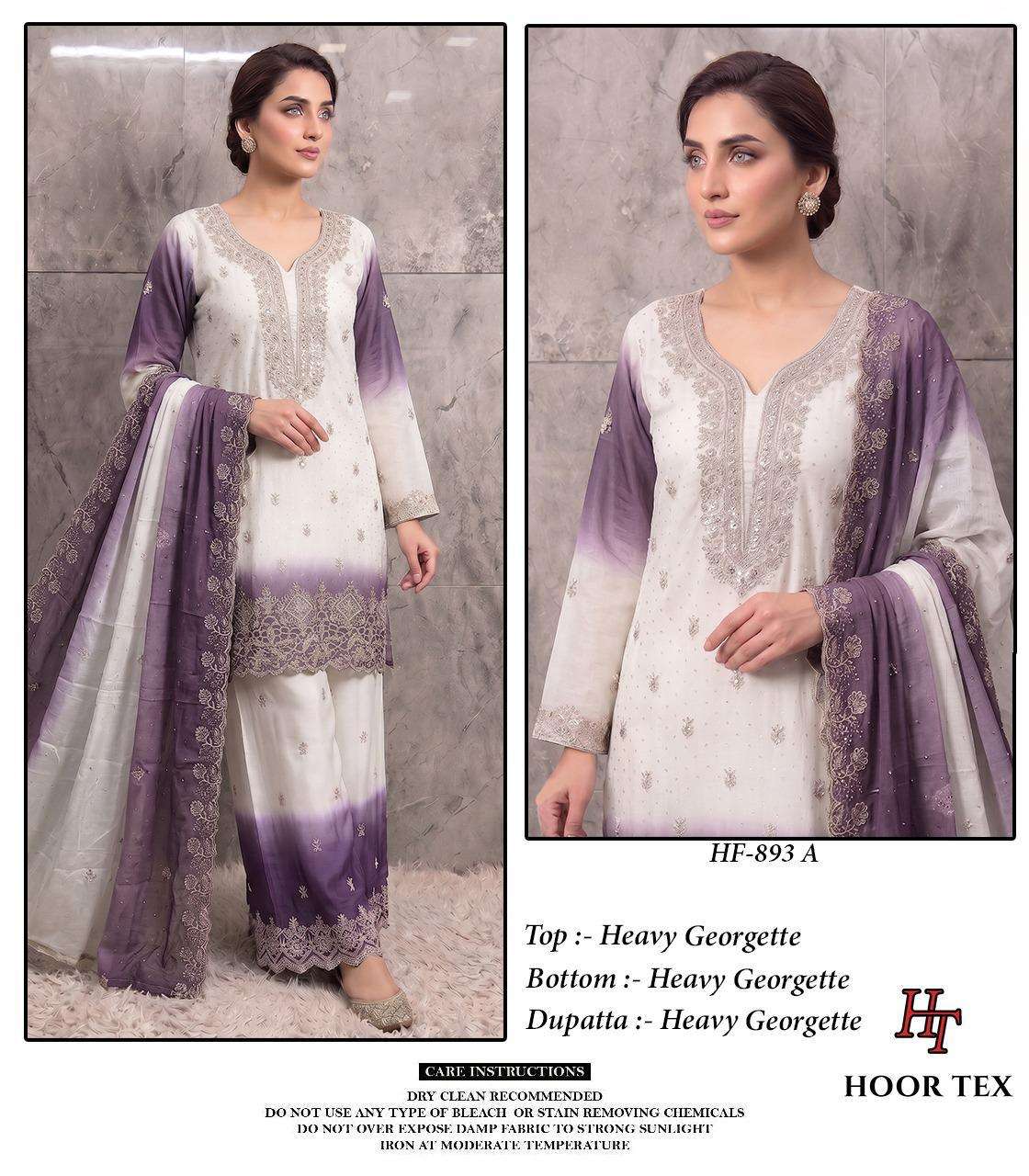 HOOR TEX HF HF 893 SHADED GEORGETTE EMBROIDERY DESIGNER WORK READY MADE PAKISTANI SUIT