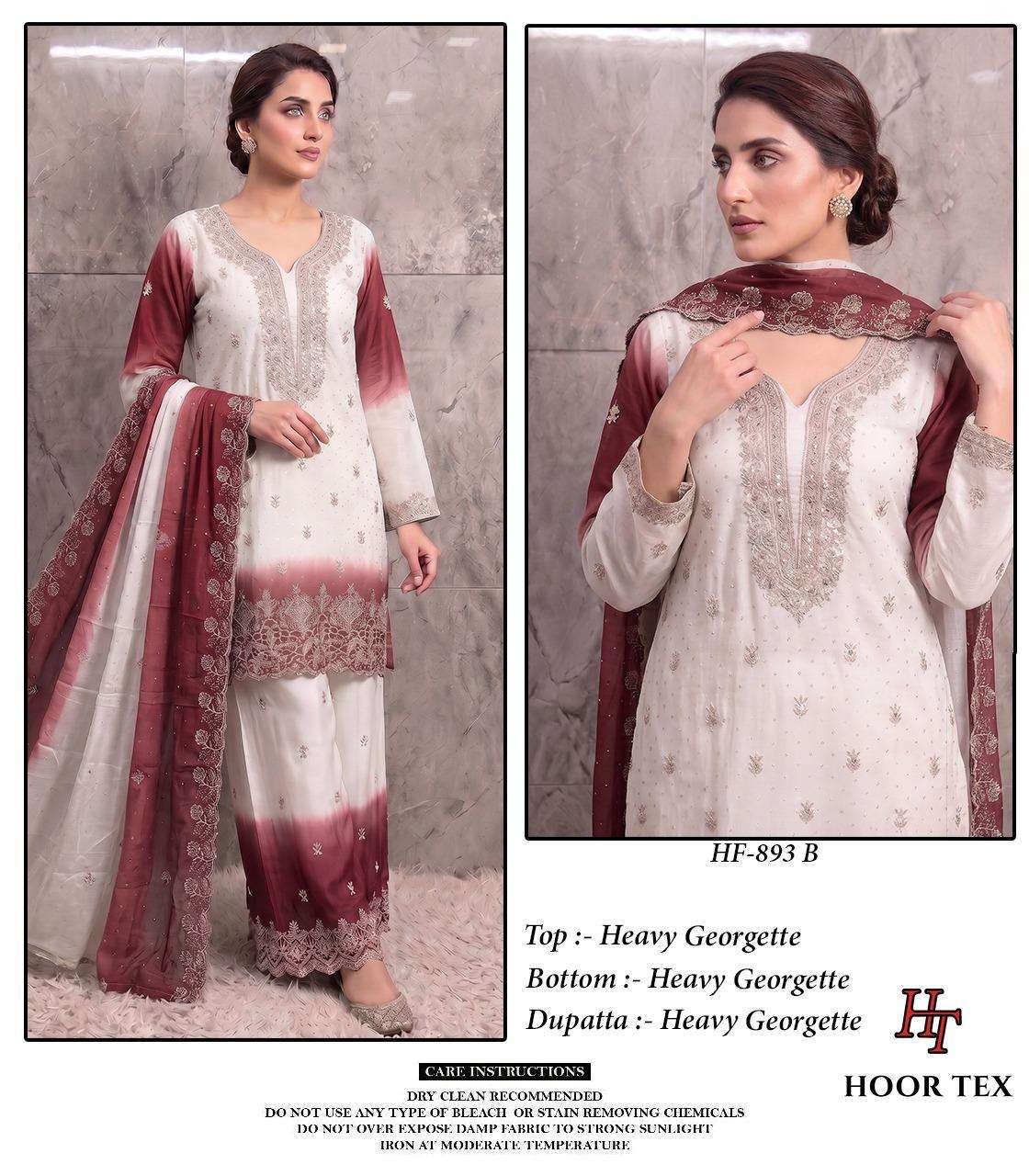 HOOR TEX HF HF 893 SHADED GEORGETTE EMBROIDERY DESIGNER WORK READY MADE PAKISTANI SUIT