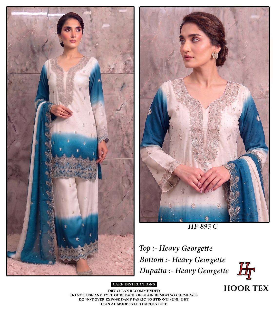 HOOR TEX HF HF 893 SHADED GEORGETTE EMBROIDERY DESIGNER WORK READY MADE PAKISTANI SUIT