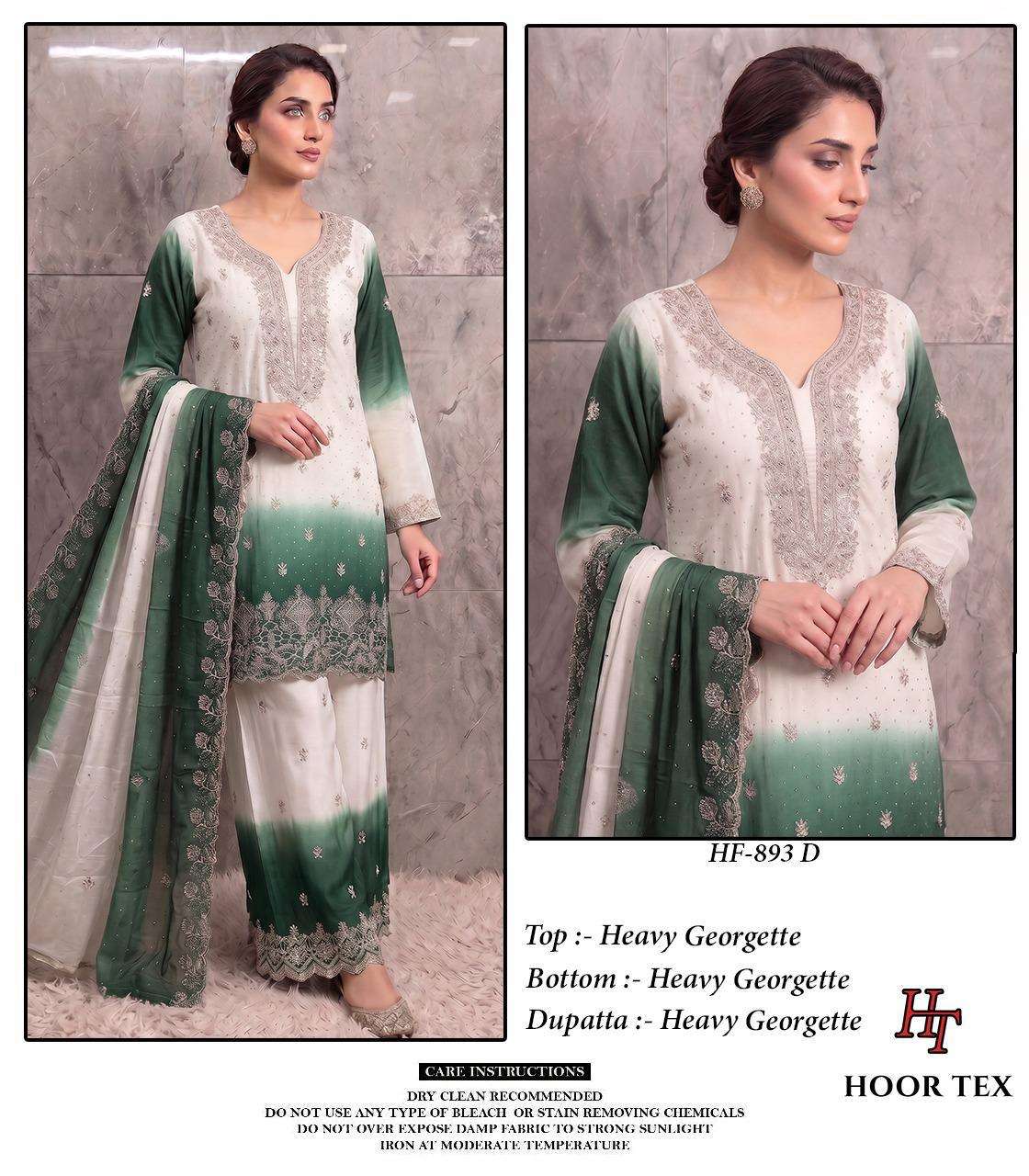HOOR TEX HF HF 893 SHADED GEORGETTE EMBROIDERY DESIGNER WORK READY MADE PAKISTANI SUIT