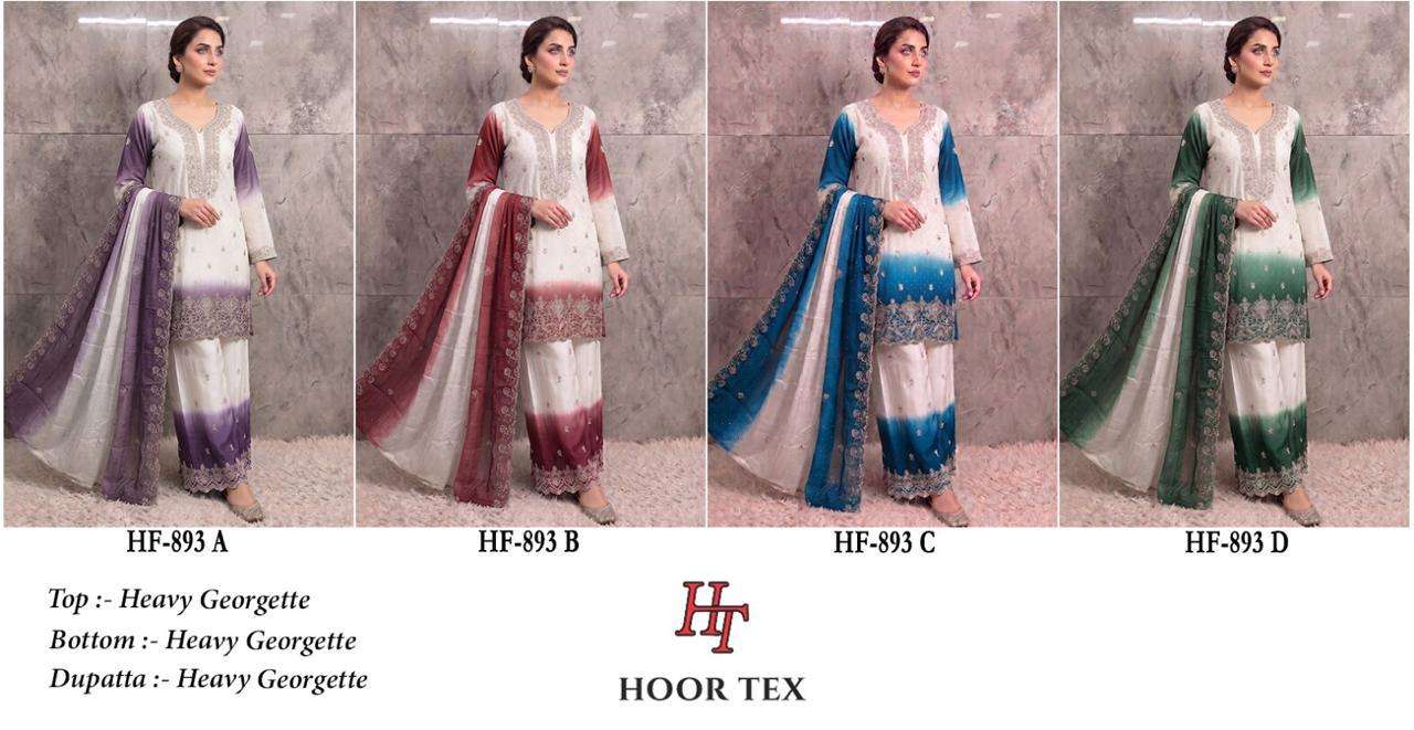 HOOR TEX HF HF 893 SHADED GEORGETTE EMBROIDERY DESIGNER WORK READY MADE PAKISTANI SUIT