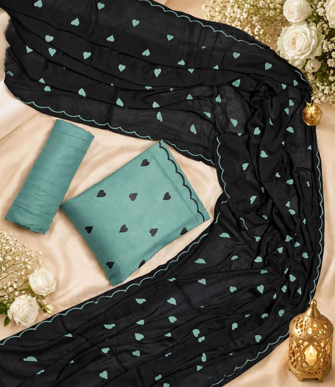 HOUSE OF LIBAS TRENDING DESIGN RAYON PRINT FANCY WORK LADIES SUIT