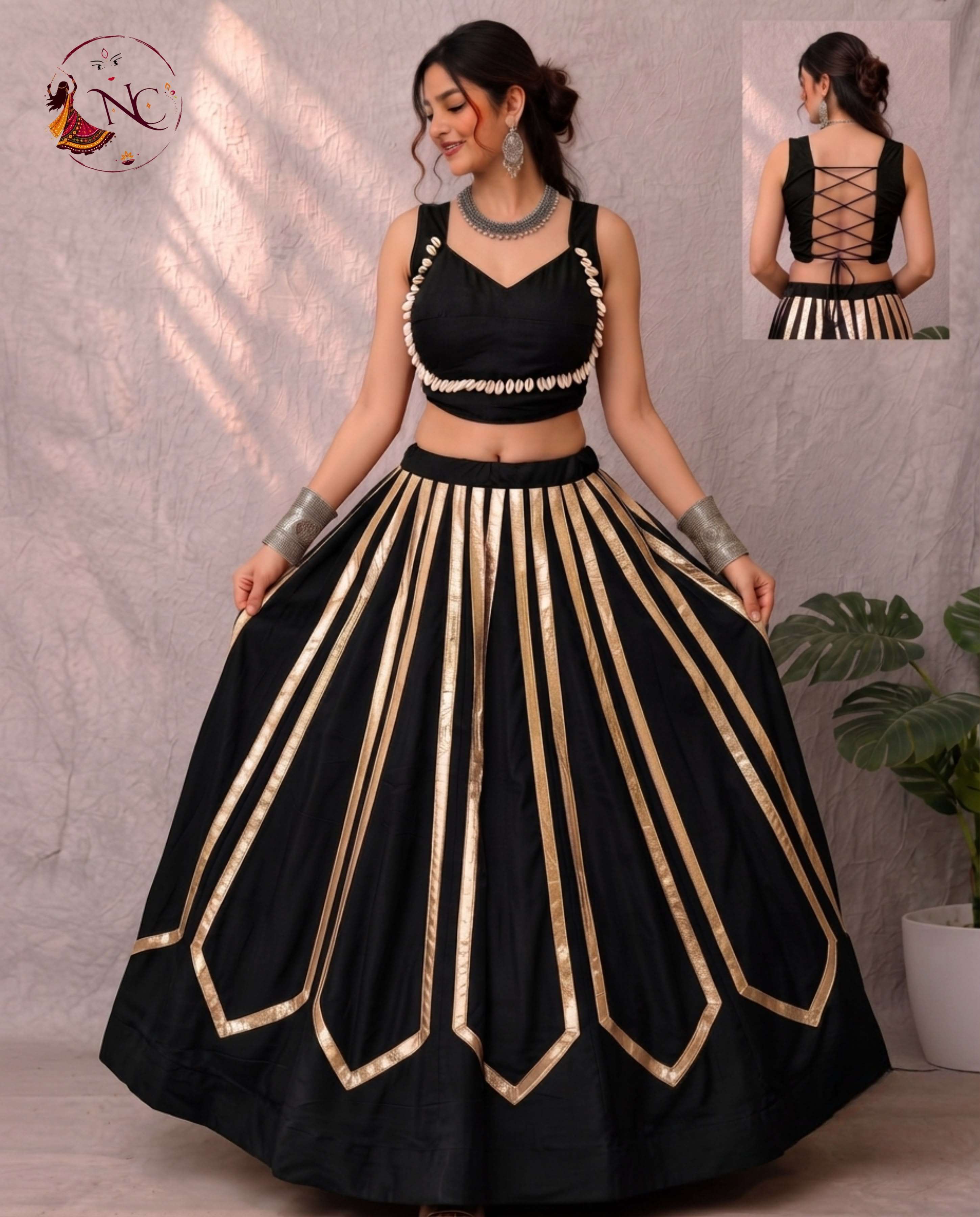 INLI JHANKAR RAYON GOLD FOIL STRIPE DESIGNER FUNCTION WEAR LADIES LEHENGA CHOLI COLLECTION