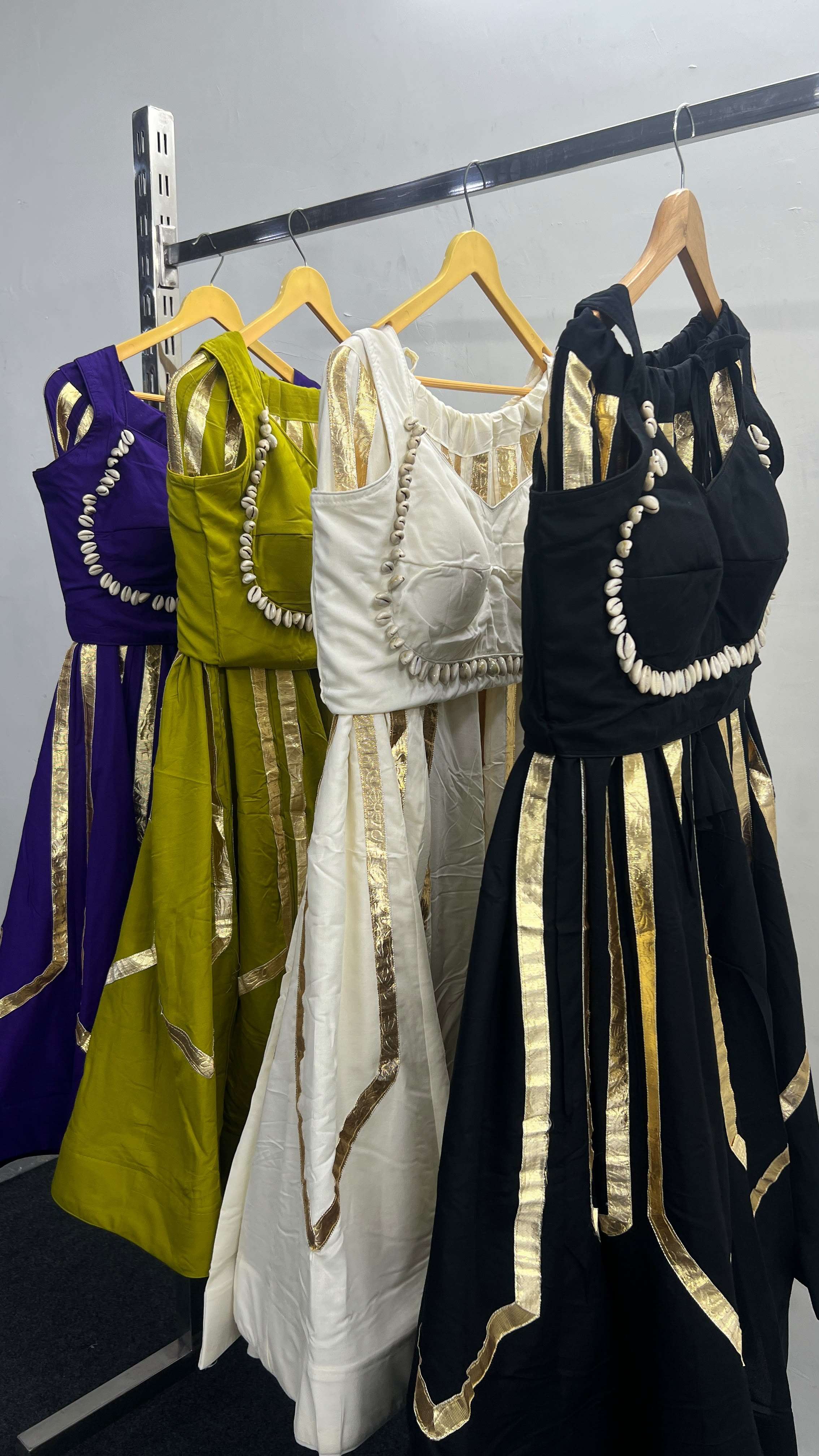 INLI JHANKAR RAYON GOLD FOIL STRIPE DESIGNER FUNCTION WEAR LADIES LEHENGA CHOLI COLLECTION