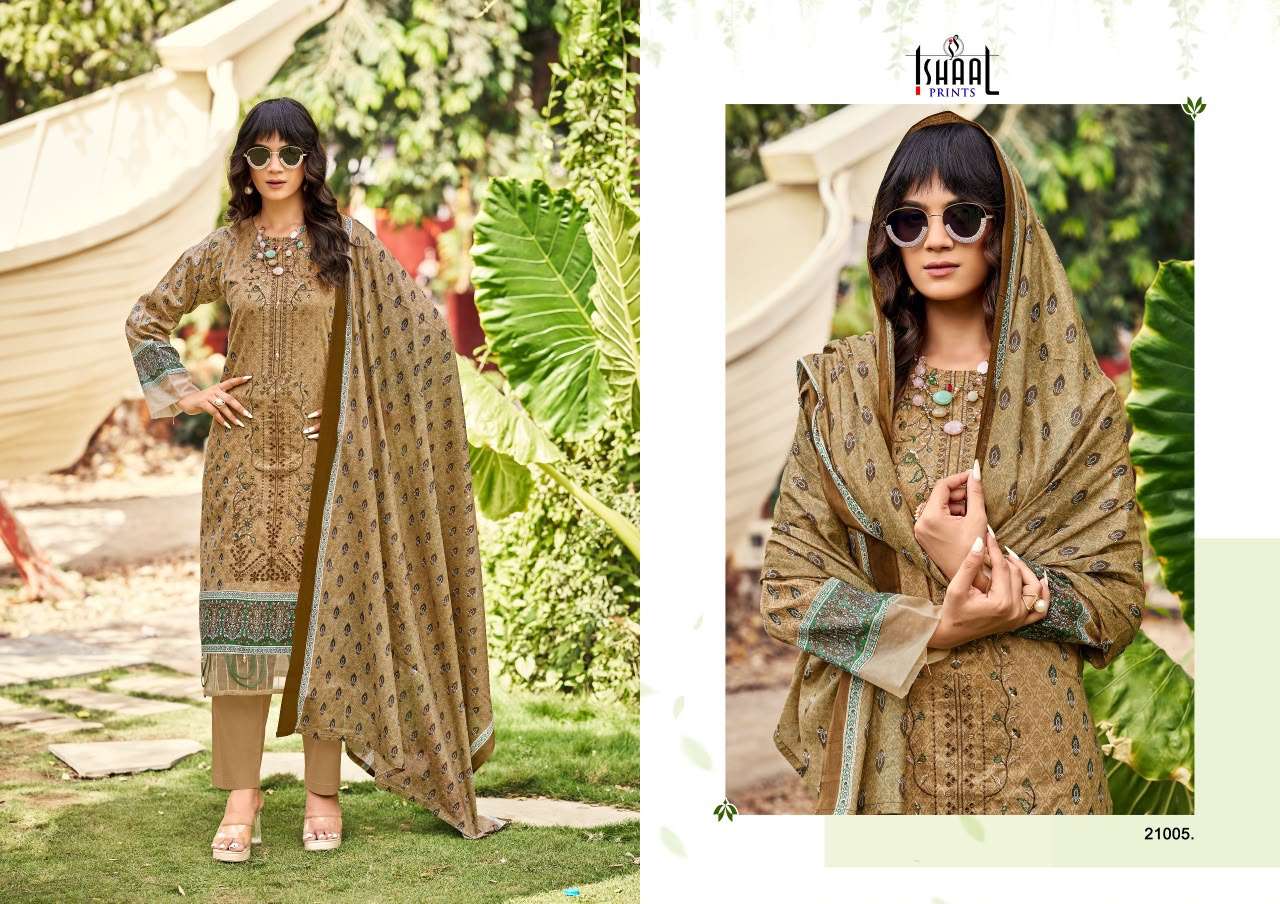 ISHAAL PRINTS EMBROIDERED VOL 21 LAWN COTTON DIGITAL PRINTS WITH FANCY WORK SUIT