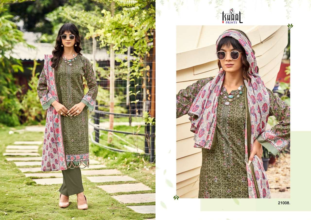 ISHAAL PRINTS EMBROIDERED VOL 21 LAWN COTTON DIGITAL PRINTS WITH FANCY WORK SUIT