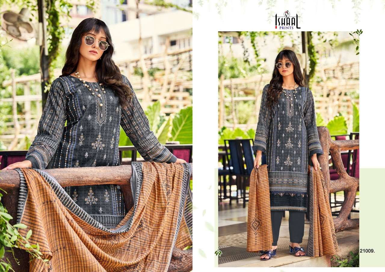 ISHAAL PRINTS EMBROIDERED VOL 21 LAWN COTTON DIGITAL PRINTS WITH FANCY WORK SUIT