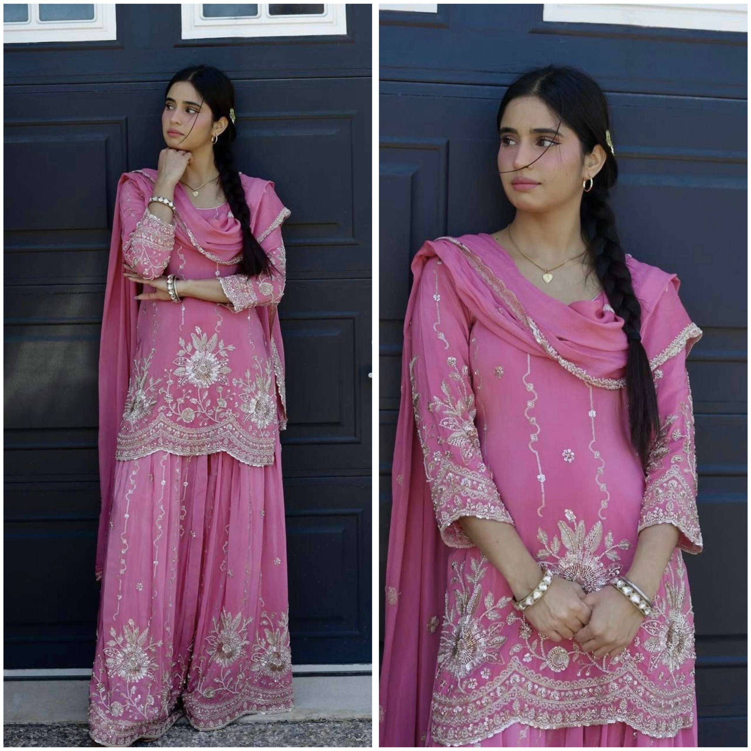 JD 648 GEORGETTE SILK 3 PIECE FANCY KURTI WITH PLAZZO AND BEAUTIFUL DUPATTA