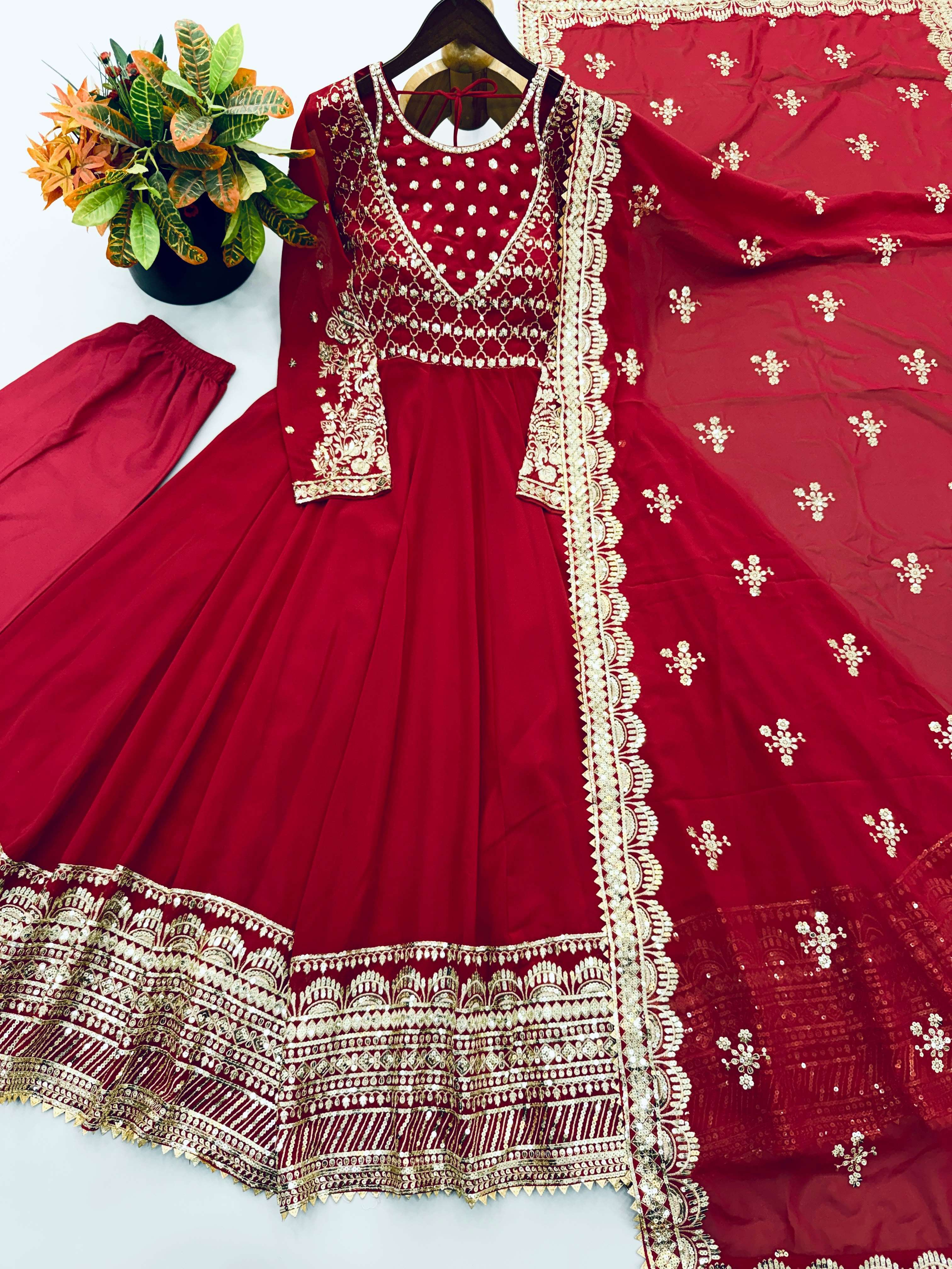 JF 049 GEORGETTE HEAVY BEAUTIFUL PARTY WEAR GOWN BOTTOM AND DUPATTA 