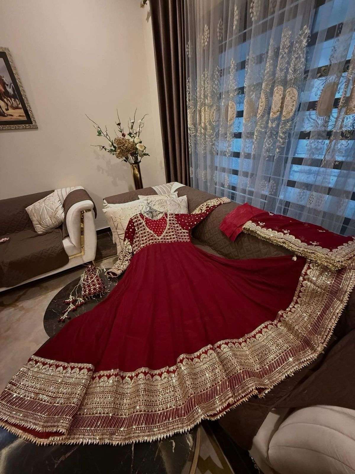 JF 049 GEORGETTE HEAVY BEAUTIFUL PARTY WEAR GOWN BOTTOM AND DUPATTA 