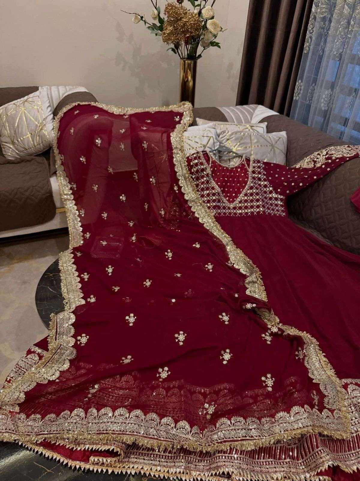 JF 049 GEORGETTE HEAVY BEAUTIFUL PARTY WEAR GOWN BOTTOM AND DUPATTA 