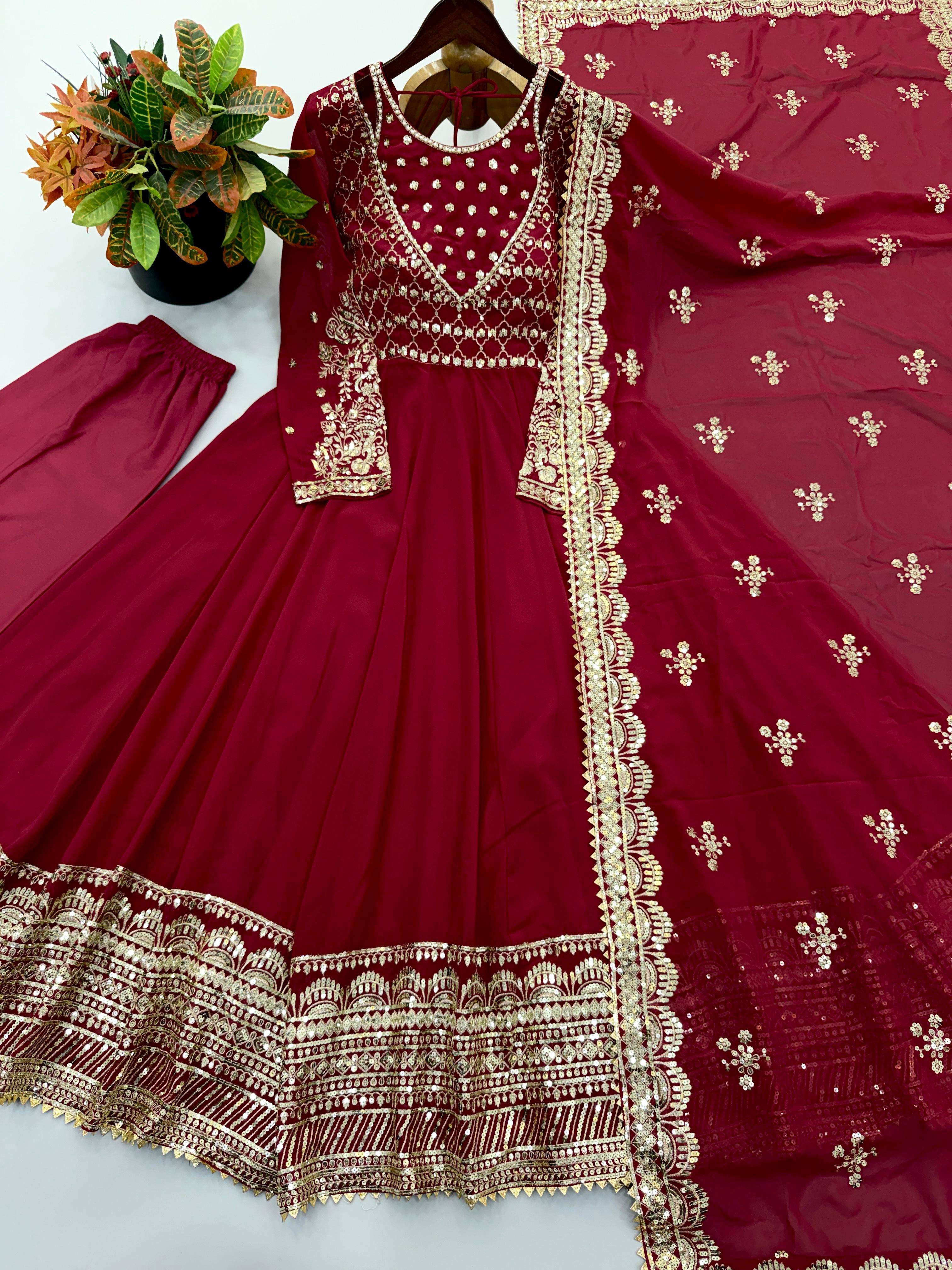 JF 049 GEORGETTE HEAVY BEAUTIFUL PARTY WEAR GOWN BOTTOM AND DUPATTA 