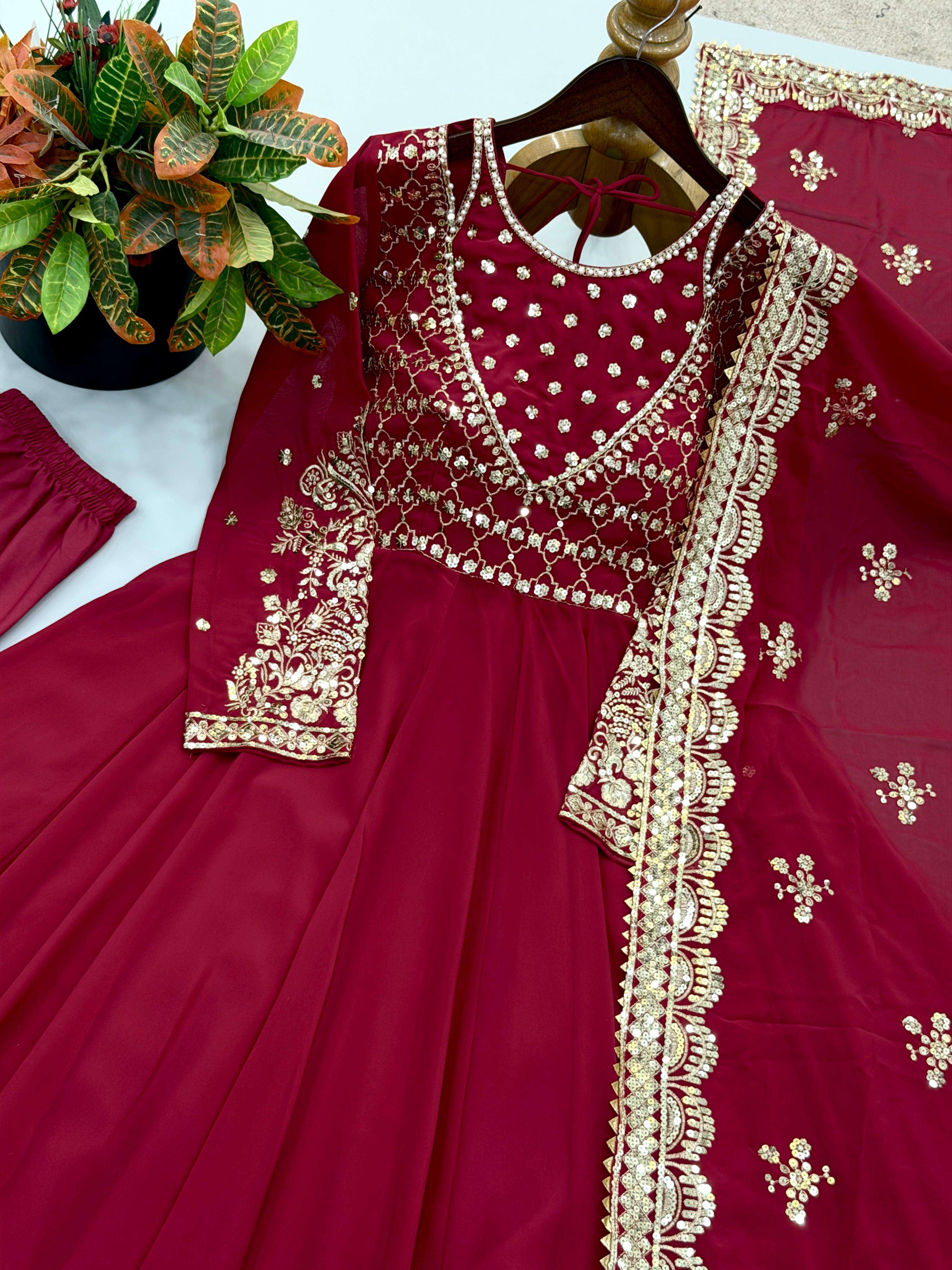 JF 049 GEORGETTE HEAVY BEAUTIFUL PARTY WEAR GOWN BOTTOM AND DUPATTA 