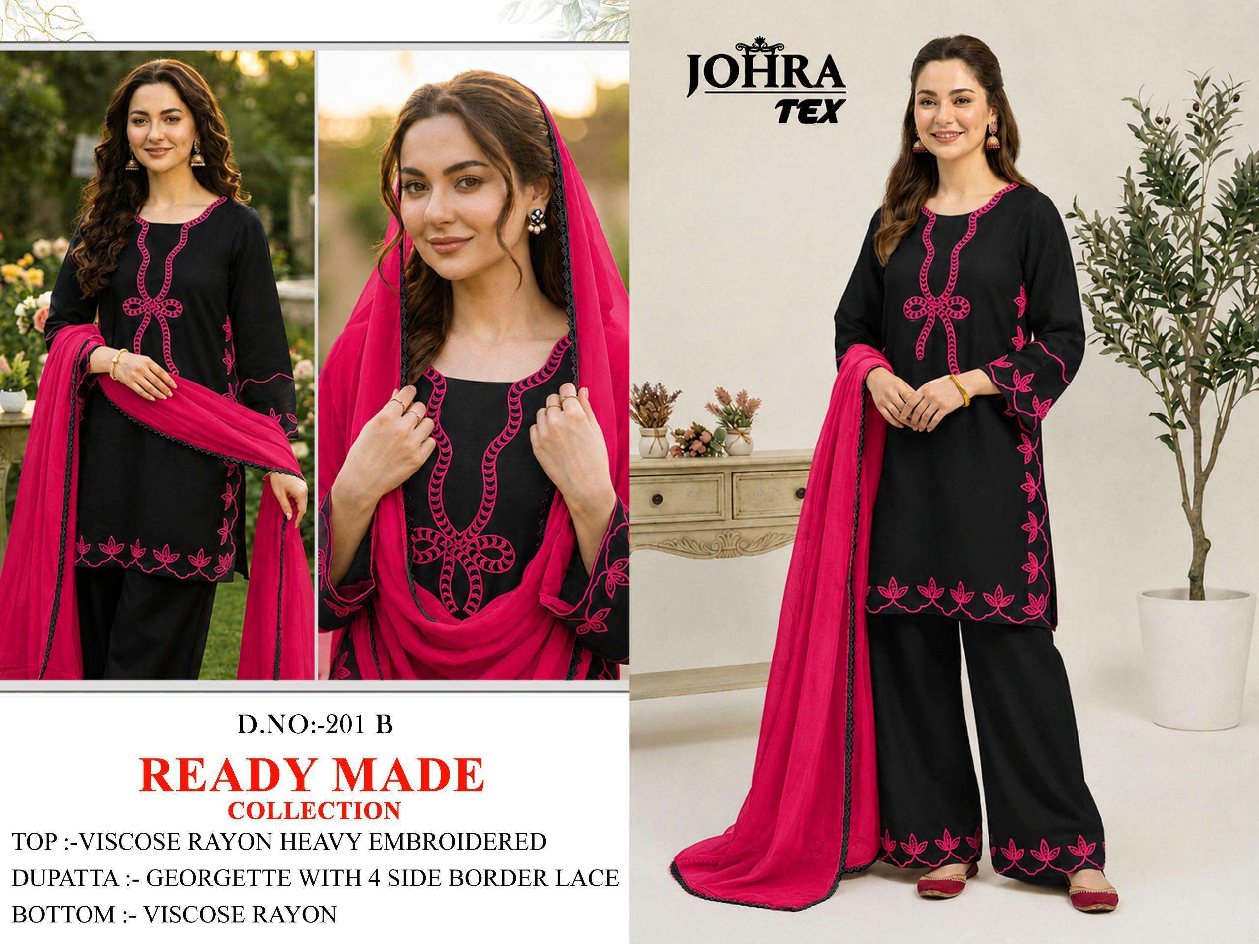 JOHRA TEX JT 201 VISCOSE EMBROIDERY DESIGNER WORK READY MADE PAKISTANI SUIT