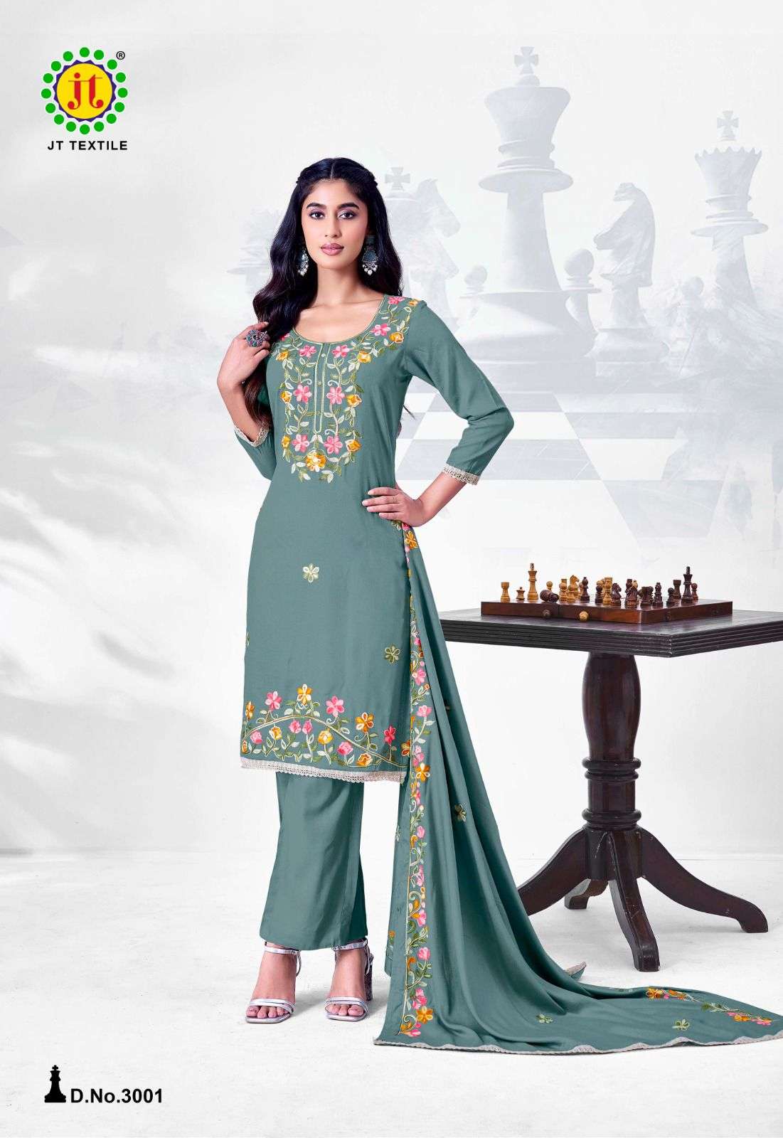 JT ALINA VOL 3 RAYON FANCY WORKS LADIES SALWAR SUIT