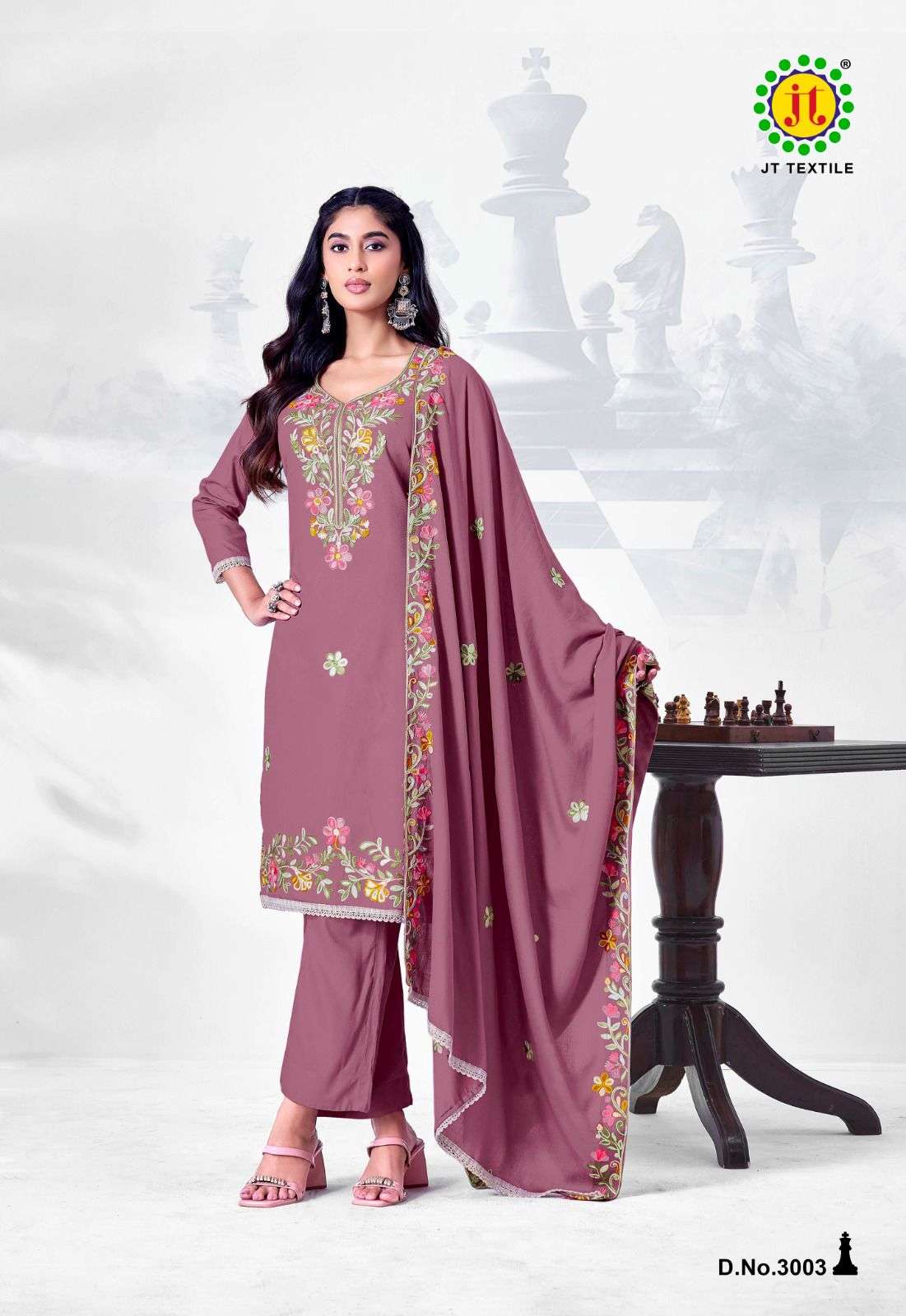 JT ALINA VOL 3 RAYON FANCY WORKS LADIES SALWAR SUIT