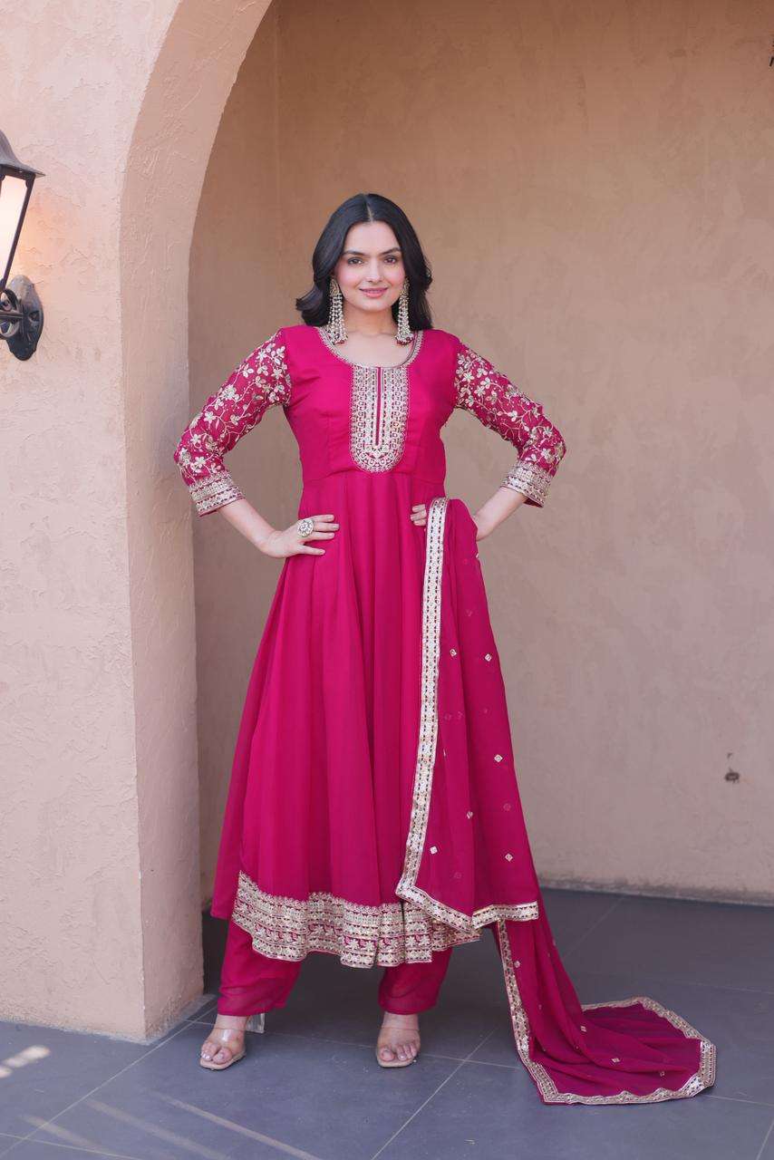KA 1253 GEORGETTE DESIGNER WEAR PARTY WEAR GOWN WITH PANT & DUPATTA SET 