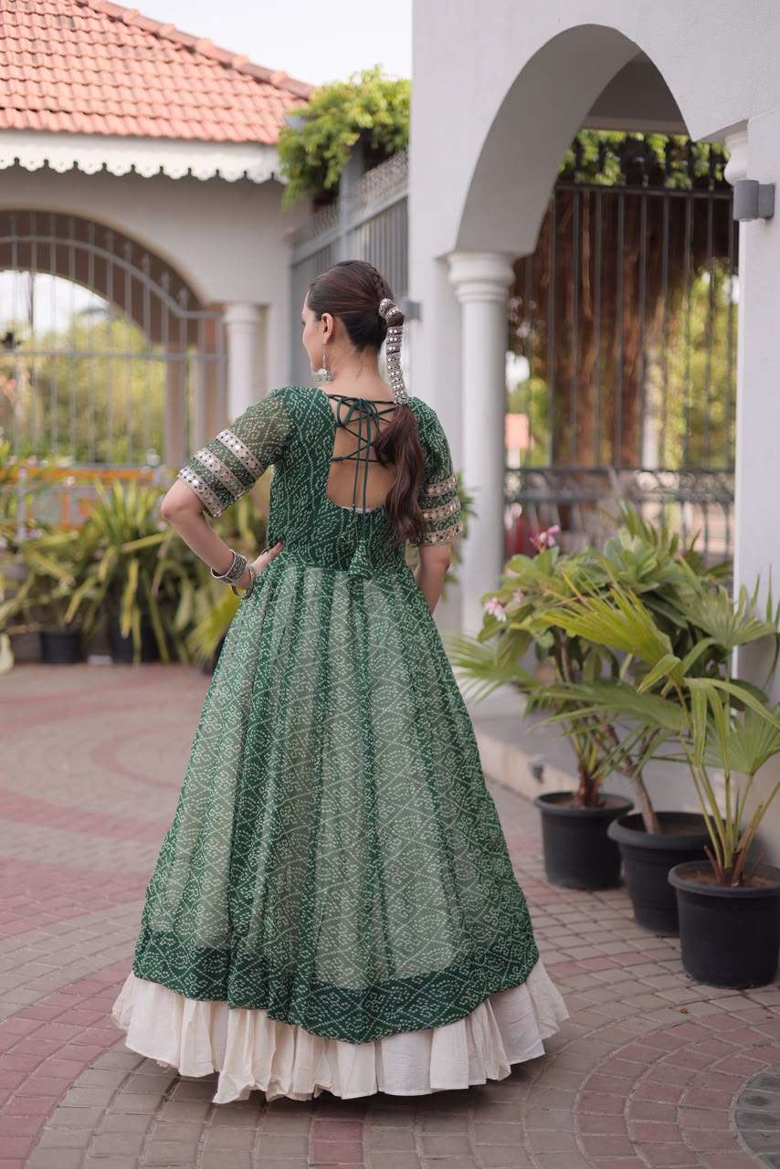 KA 1266 COTTON FANCY BANDHANI PRINT FESTIVE WEAR KURTI WITH LEHENGA 