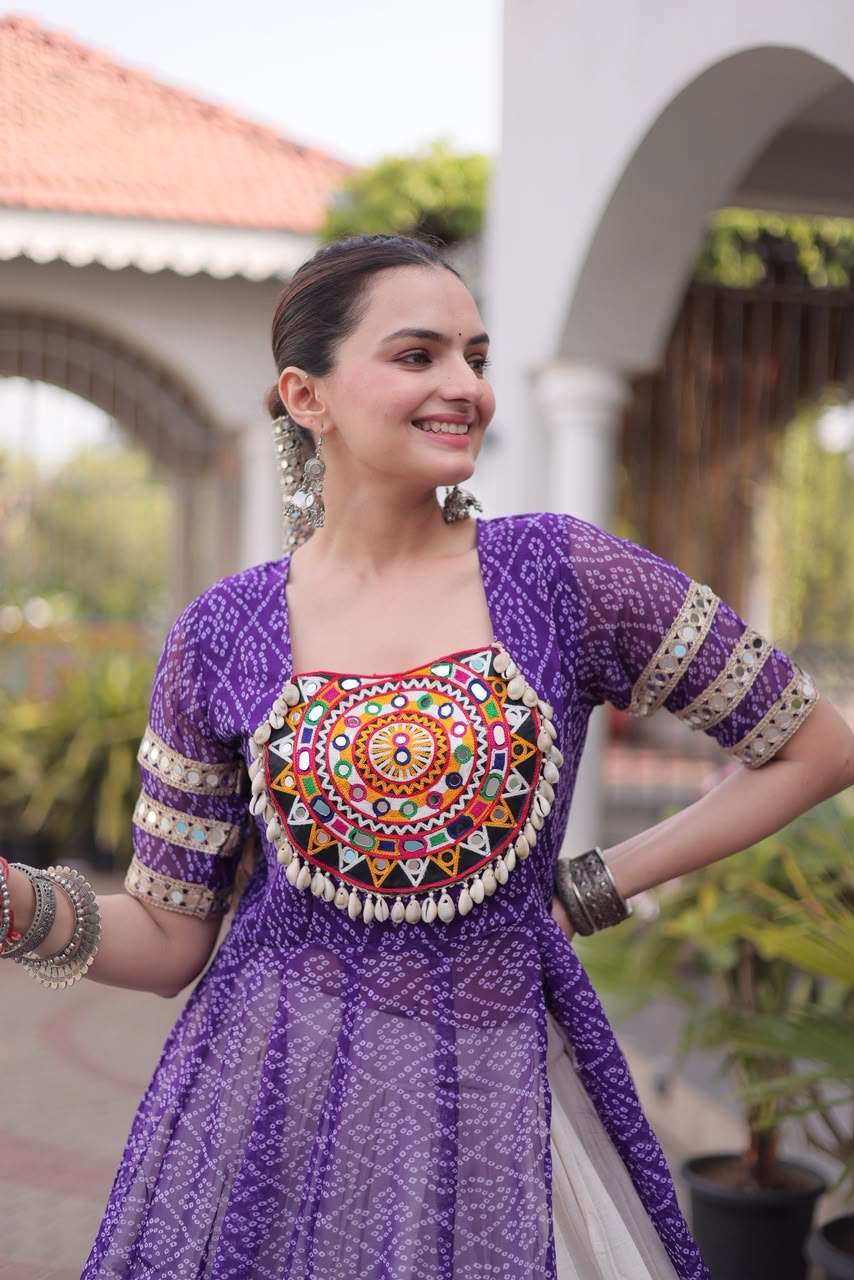 KA 1266 COTTON FANCY BANDHANI PRINT FESTIVE WEAR KURTI WITH LEHENGA 