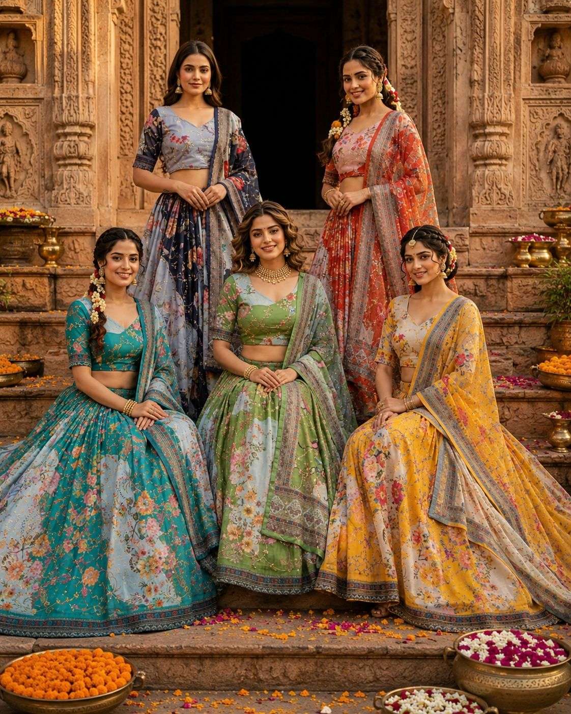 KA 5072 SILK DIGITAL PRINT WITH EMBROIDERY DESIGNER WORK FESTIVE WEAR LEHENGA CHOLI 