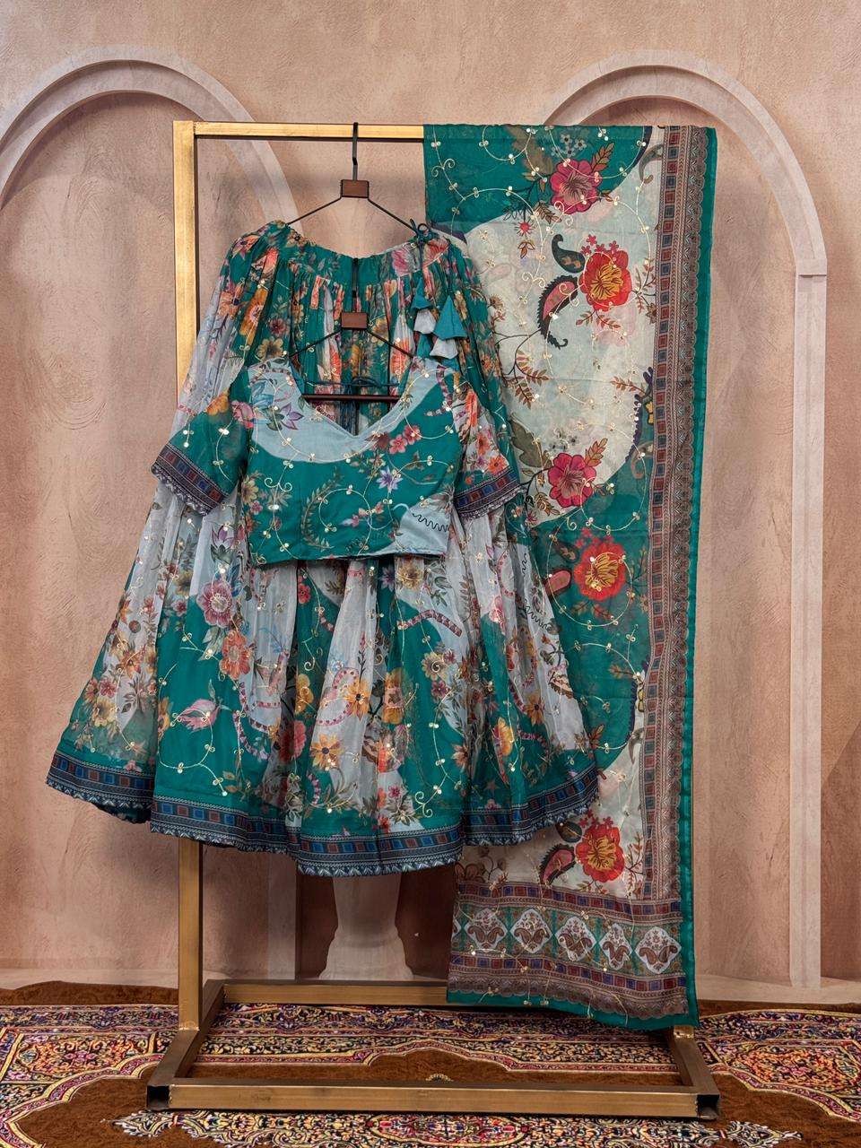 KA 5072 SILK DIGITAL PRINT WITH EMBROIDERY DESIGNER WORK FESTIVE WEAR LEHENGA CHOLI 